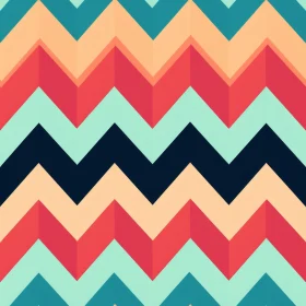 Retro Geometric Zigzag Pattern in Blue, Green, Orange, Pink