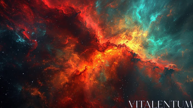 Abstract Painting of a Nebula | Vibrant Colors and Swirling Shapes AI Image