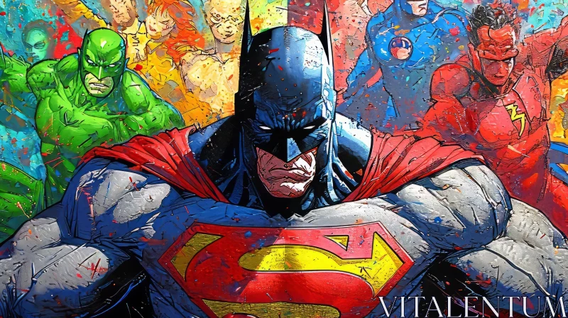 Batman, Superman, and Other Superheroes Painting | Pop Art AI Image