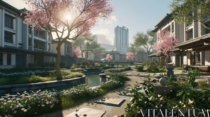Captivating Chinese-style Garden: A Serene 3D Rendering AI Image