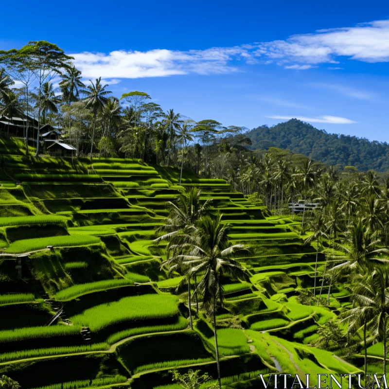 Captivating Rice Fields on a Hillside: Dark Emerald and Green AI Image