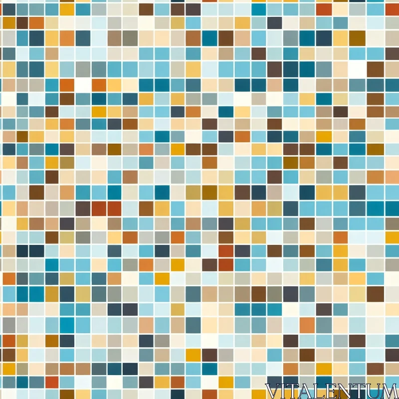 Modern Mosaic Pattern - Blue Green Brown AI Image