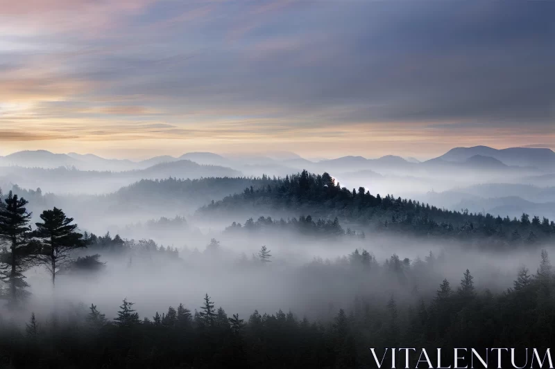 Mystical Forest at Sunrise | Atmospheric Landscape Photography AI Image