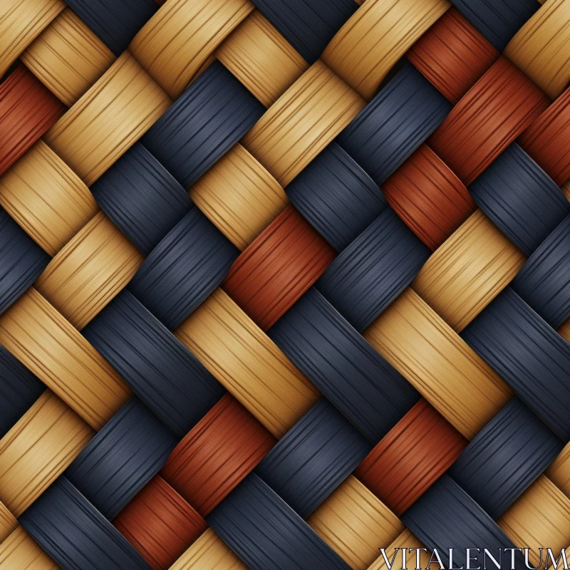 Realistic Woven Basket Texture with Blue Stripes AI Image