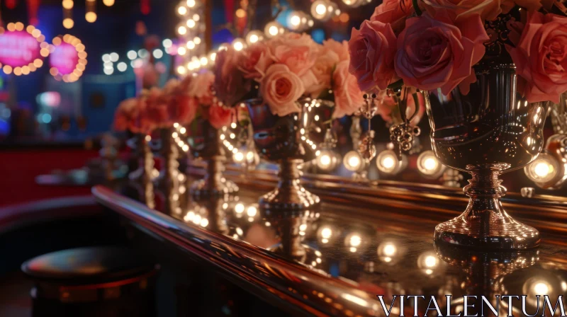 Reflective Beauty: A Captivating Bar Counter with Mirrored Surface AI Image