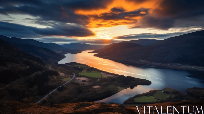 Stunning Sunset in Scotland: A Captivating Natural Beauty AI Image