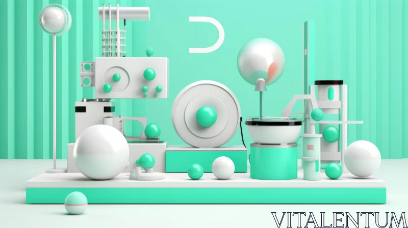 Abstract 3D Geometric Shapes in Pastel Colors AI Image