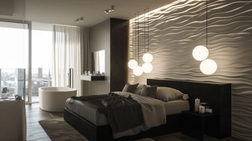 Modern Hotel Room with King-Size Bed and City Views