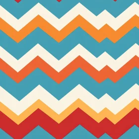 Chevron Repeating Pattern in Blue, Orange, White & Red