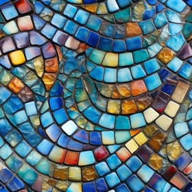 Circular Mosaic Tiles in Blue, Green, Yellow, and Red