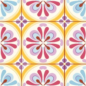 Colorful Floral Square Tiles Pattern