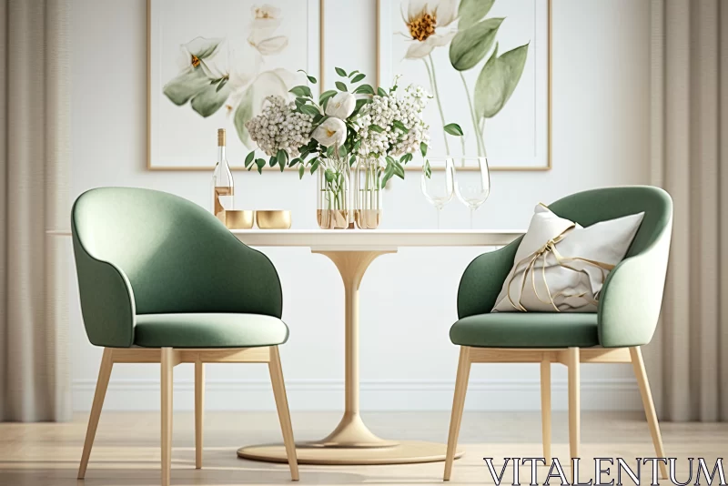 Green Chairs with Flowers - Realistic and Hyper-Detailed Renderings AI Image