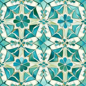 Moroccan Tiles Pattern - Blue and Green Geometric Design