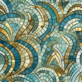 Tranquil Blue, Green, and Yellow Mosaic Pattern