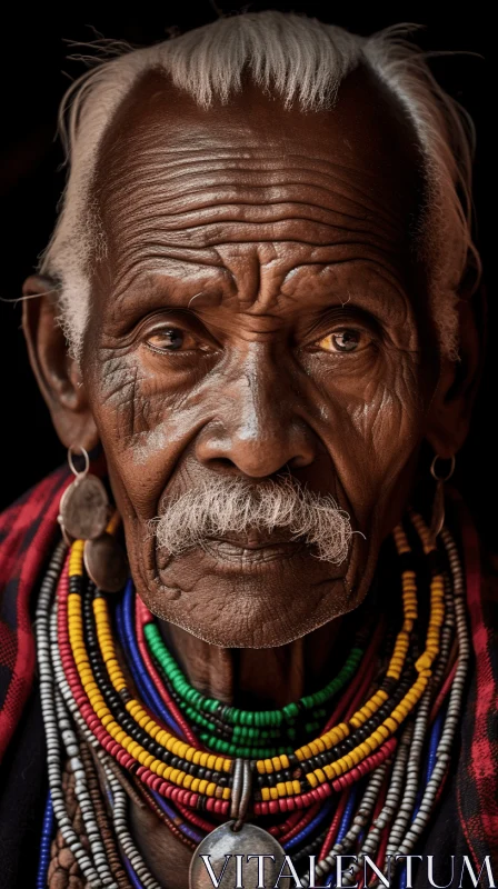 AI ART Captivating Portrait of an Old Man with Colorful Beads