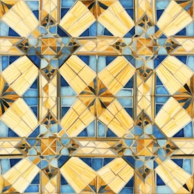Moroccan Tiles Seamless Pattern - Blue and Yellow Geometric Design