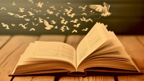 Open Book with Flying Dove - Symbol of Knowledge and Freedom