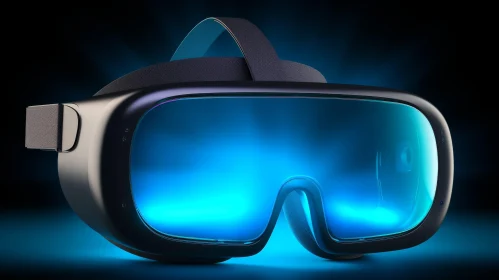 Cutting-Edge Virtual Reality Headset with Futuristic Blue Lenses