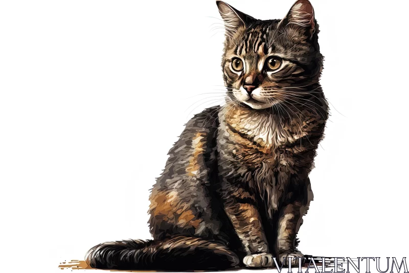 Realistic Cat Portrait Illustration | Detailed Artwork AI Image