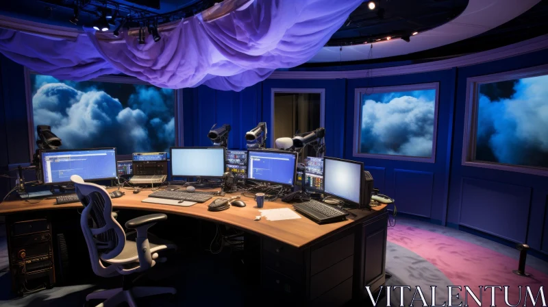 Television Studio Control Room Setup AI Image