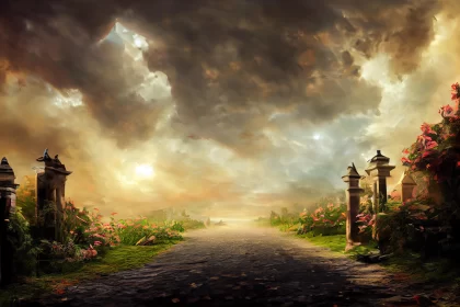Captivating Road Through Mystical Cemetery | Exotic Fantasy Landscapes