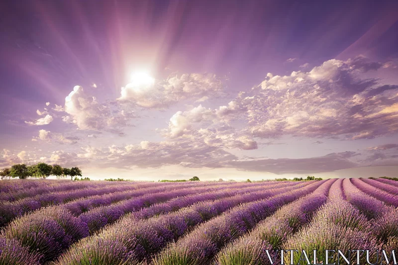 Ethereal Lavender Field: A Serene and Detailed Photo-Realistic Landscape AI Image