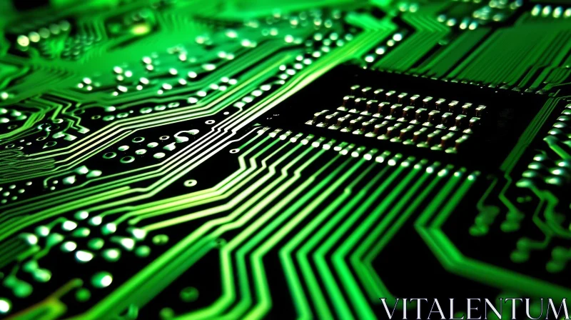 Green Printed Circuit Board Close-up | Technology Electronics AI Image