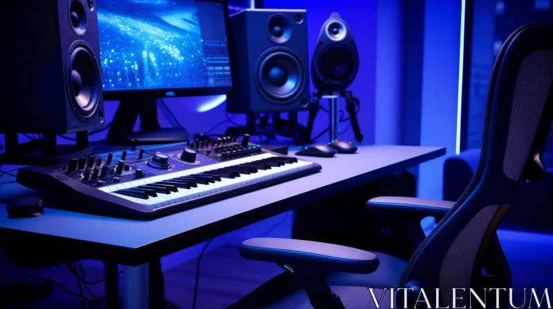 Modern Music Production Studio Close-Up AI Image