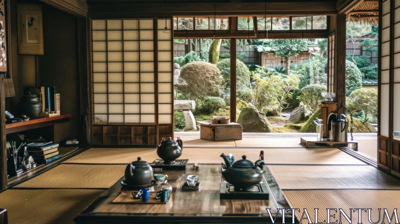Traditional Japanese Tea Room: A Serene and Peaceful Space AI Image