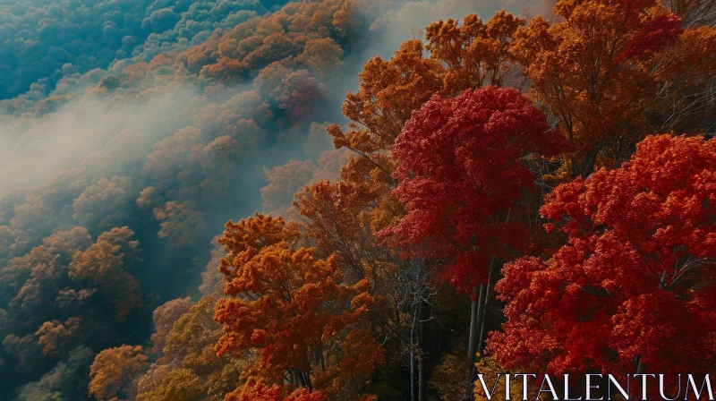 Aerial View of a Vibrant Fall Forest - Nature Photography AI Image