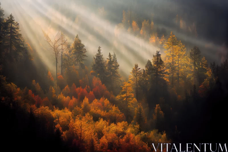 Captivating Forest Sunlight: A Golden Tapestry of Nature's Beauty AI Image