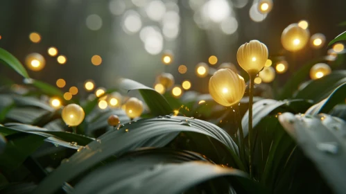 Enchanting Forest with Glowing Flowers - 3D Rendering