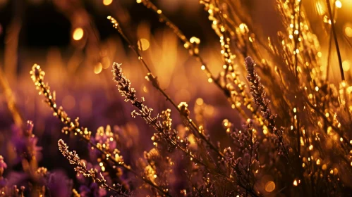 Lavender Field at Sunset: A Mesmerizing Close-Up