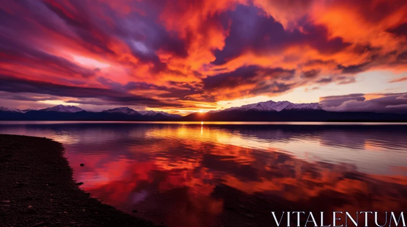 Captivating Red Sunset: Vibrant Colorscape and Time-Lapse Photography AI Image