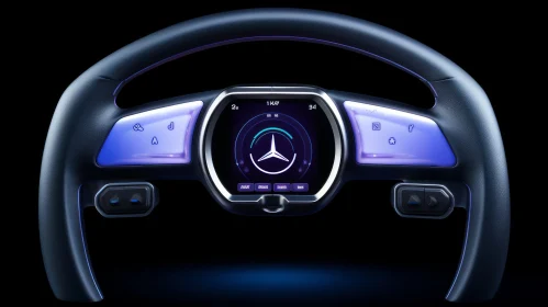 Futuristic Mercedes-Benz Steering Wheel with Digital Display