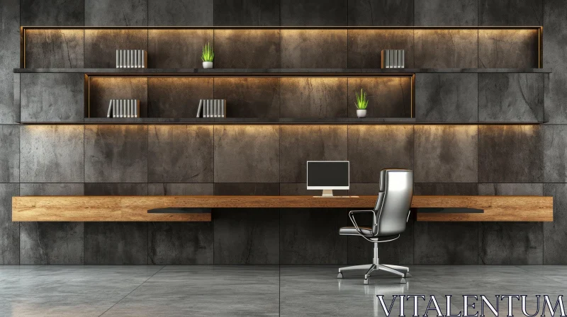 Modern Home Office: A Captivating Blend of Masculine Design AI Image