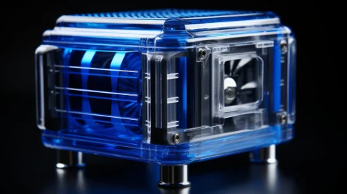 Transparent Blue Computer Case with Fan and LED Light