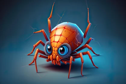 Captivating Red Spider with Blue Eye | 2D Game Art