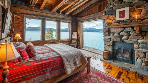 Cozy Rustic Bedroom with Lake View