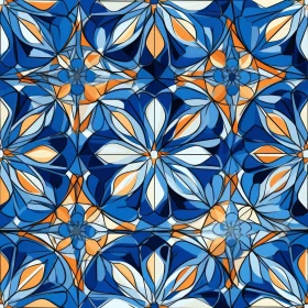 Intricate Moroccan Tile Pattern - Blue Orange White