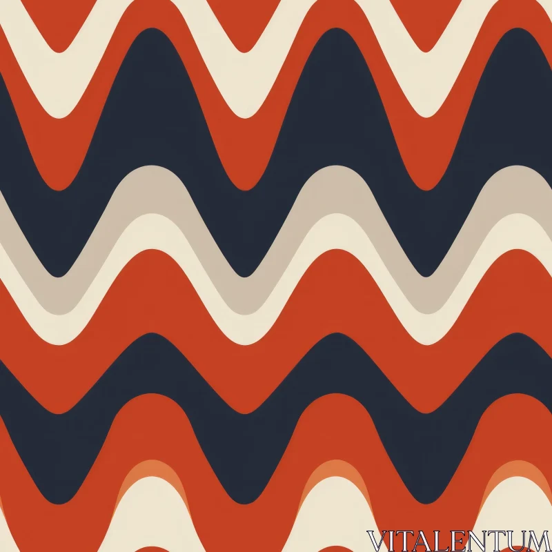 AI ART Retro Waves Seamless Pattern in Orange, Blue, and Cream
