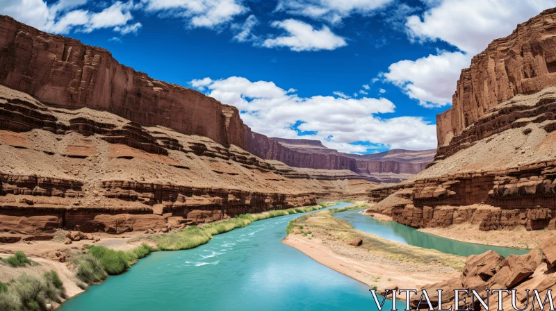 Serene River in Majestic Canyon: Turquoise and White | National Geographic Photo AI Image