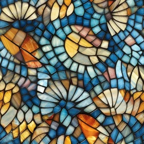 Colorful Stained Glass Mosaic Pattern on Black Background