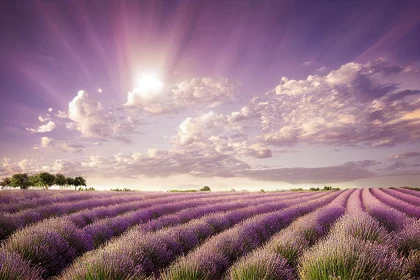 Ethereal Lavender Field: A Serene and Detailed Photo-Realistic Landscape