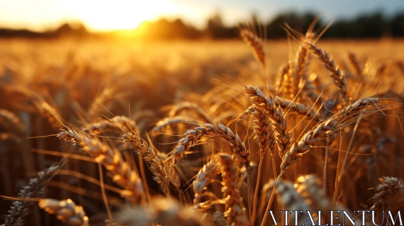 Golden Wheat Field at Sunset: A Captivating Natural Beauty AI Image