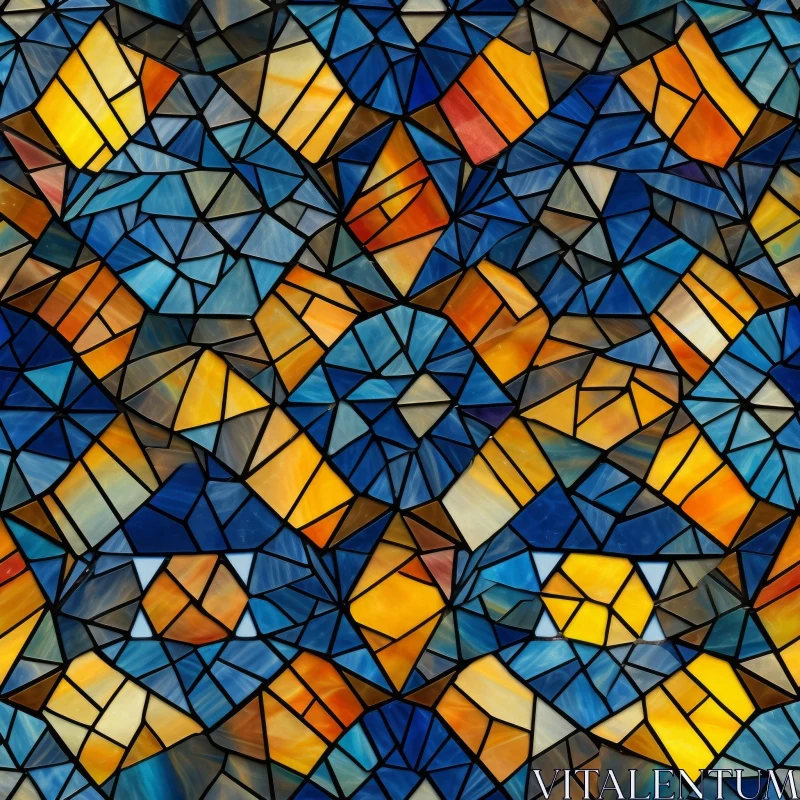 Stained Glass Mosaic Seamless Pattern - Geometric Shapes AI Image