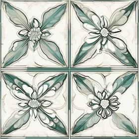Elegant Floral Pattern Tile in White and Light Blue