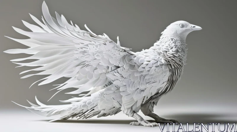 Ethereal Paper Dove: Delicate 3D Rendering of a White Bird AI Image