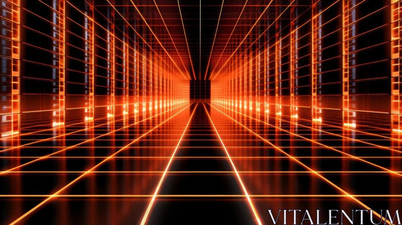 Neon Corridor: Science Fiction Technology AI Image