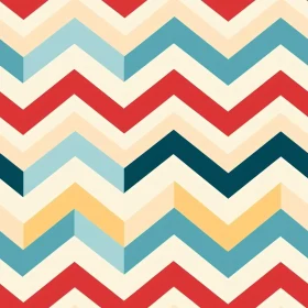 Retro Geometric Zig-Zag Pattern in Red, Blue, Yellow